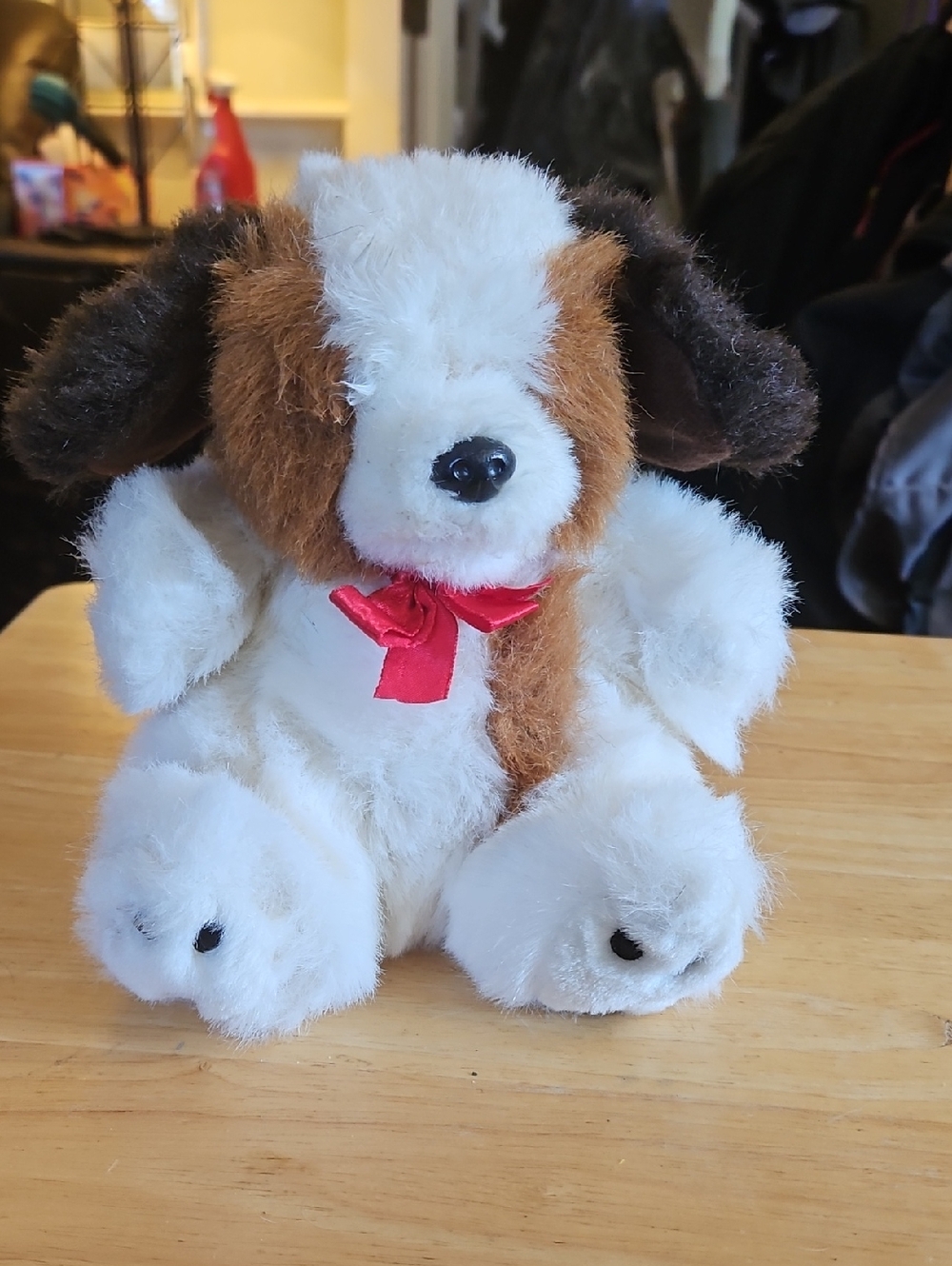 PLAYFUL PALS Plush Puppy Stuffed Dog Toy with Red Ribbon